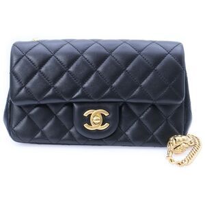 Chanel Mini Matelasse 20 Single Flap Single Chain Shoulder Bag Black Lambskin